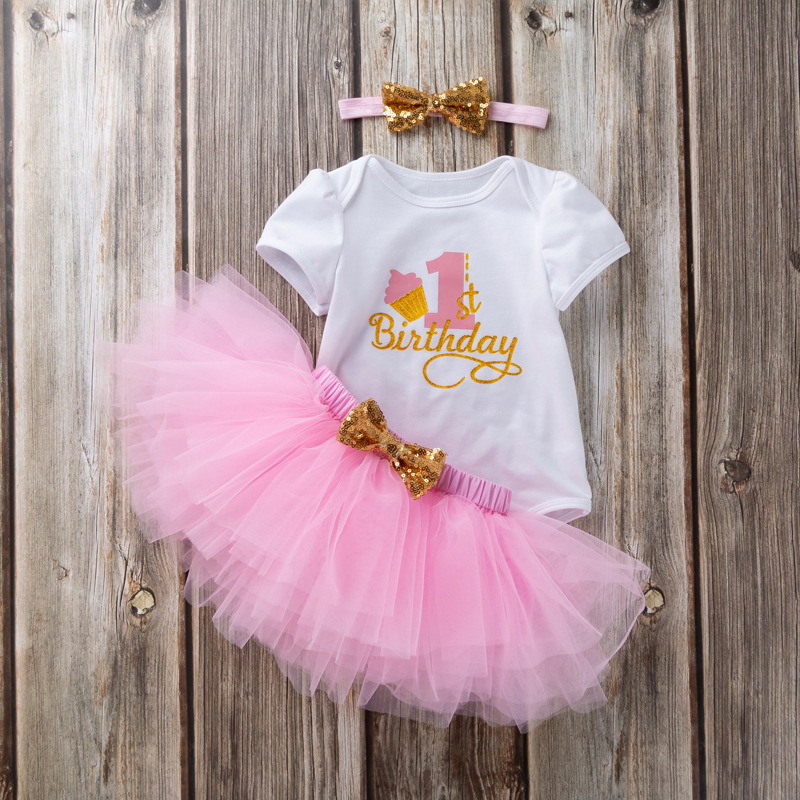 Baby suit girl baby birthday clothes romper princess skirt children's clothing one-year-old holiday clothes