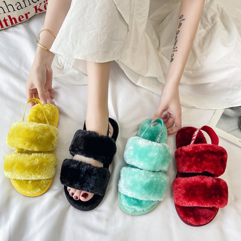 New size women's shoe (35-43) with open toe in warm and comfortable wool Chaussons en peluche