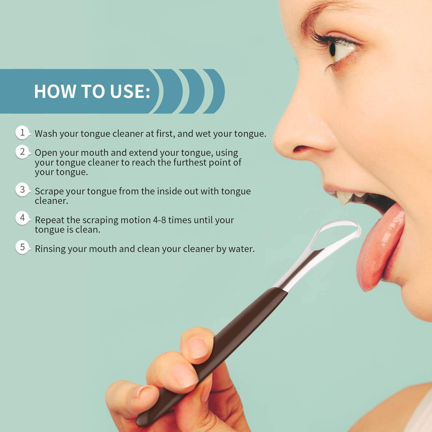 4Pcs Stainless Steel Tongue Scrapers Cleaners Reduce Bad Breath Oral Tongue Brushes Reusable Tongue Cleaning Tools &