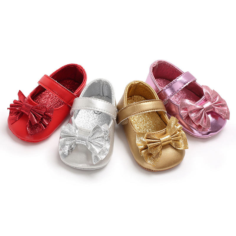 Cute Spring Newborn Golden Baby Shoes Non Slip Cloth Bottom Girl Shoes Elegant Breathable Casual Baby First Walking Shoes