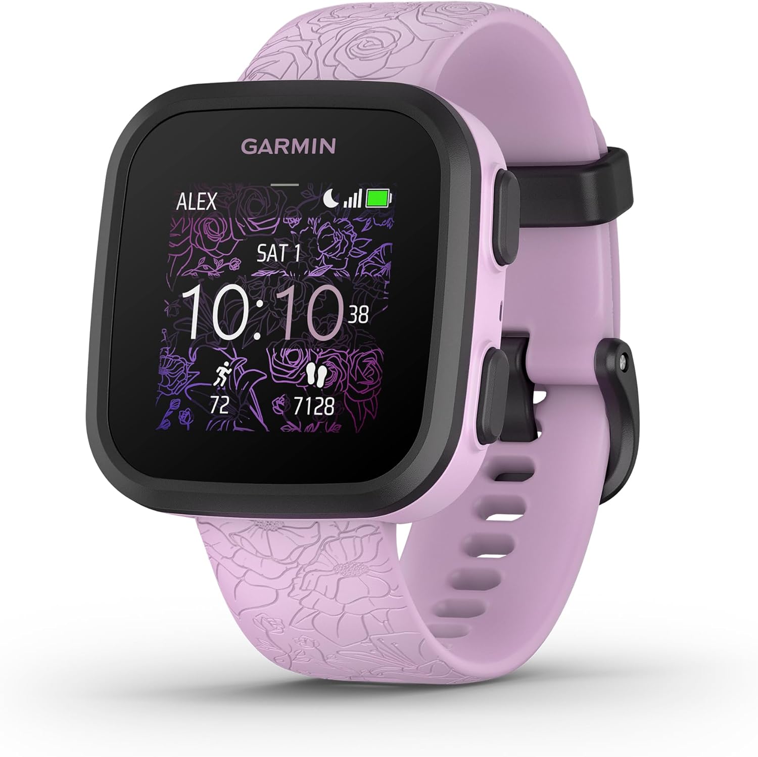 Garmin Bounceâ„¢, Kids Smartwatch, Two-Way Text and Voice Messaging, Location Tracking, Lilac Floral