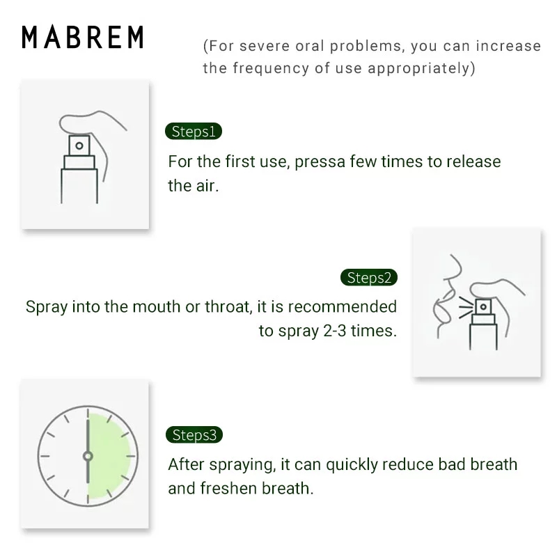 MABREM Mouth Spray Breath Freshener Oral Spray Herbal Fresh Breath Remove Smoke Breath Treatment of Bad Breath Small Portable