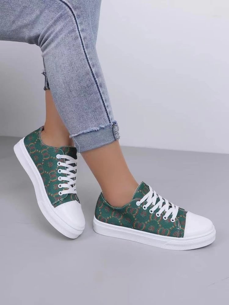 New Fashion Women's Printed Canvas Shoes Casual Women's Non-slip Vulcanized Flat Shoes Summer Casual Canvas Shoes 43