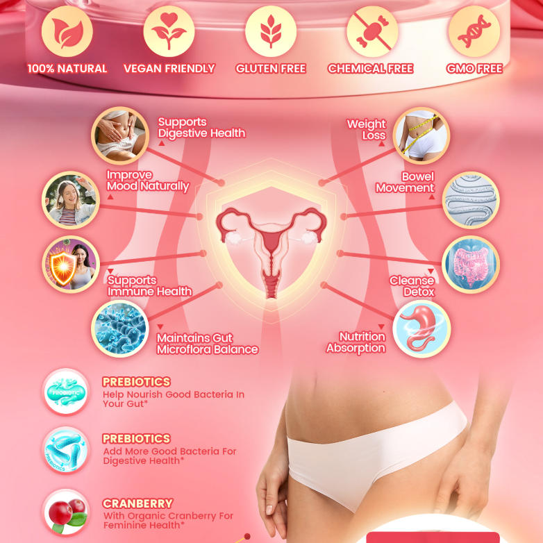 Cranberry Womens Probiotic Gummies for Urinary Tract and Gut Flora Balance Support