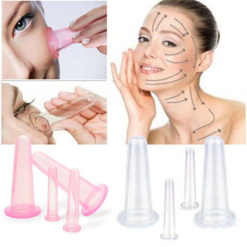 4pcs/set Silicone Massage Cups Set Facial Anti-Cellulite Medical Cupping Therapy