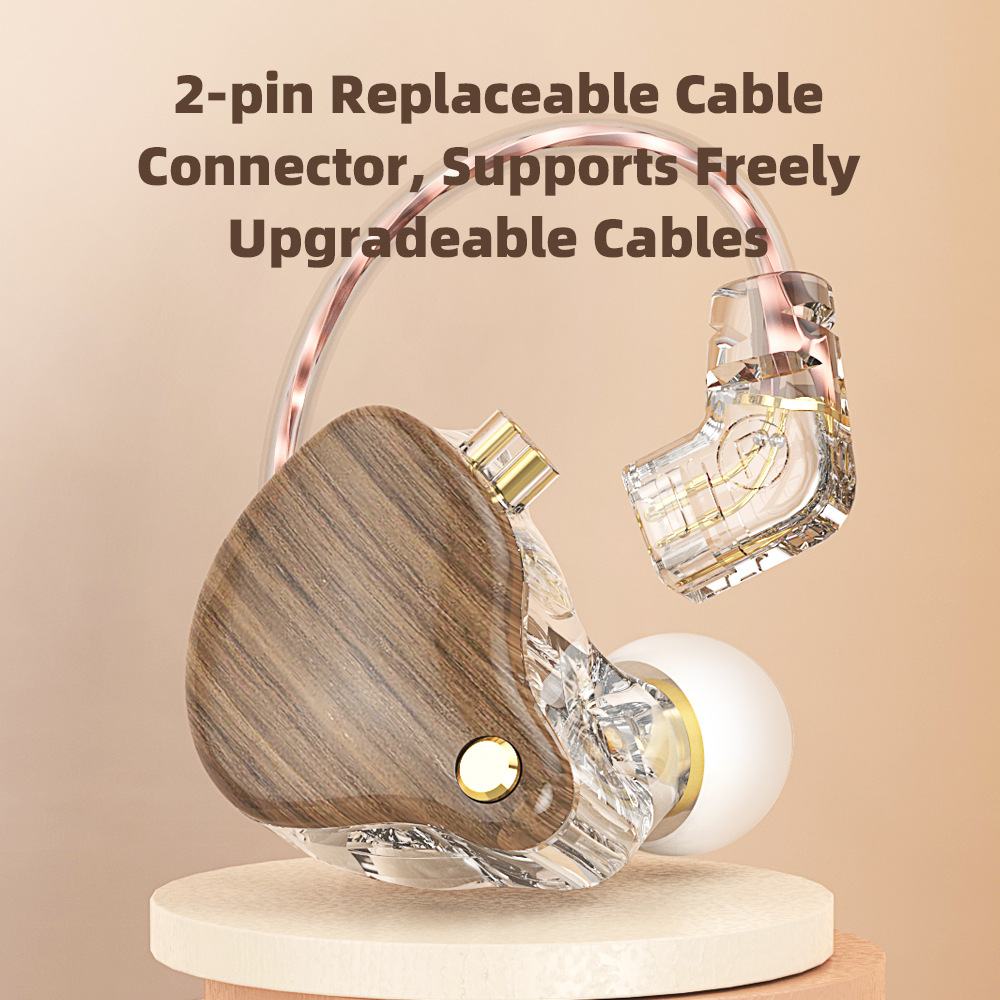 Q1 PRO Wood Wired Earphone HiFi Headphone with Microphone Detachable In-Ear Stereo Noise Cancelling Earbuds Sports Running Music
