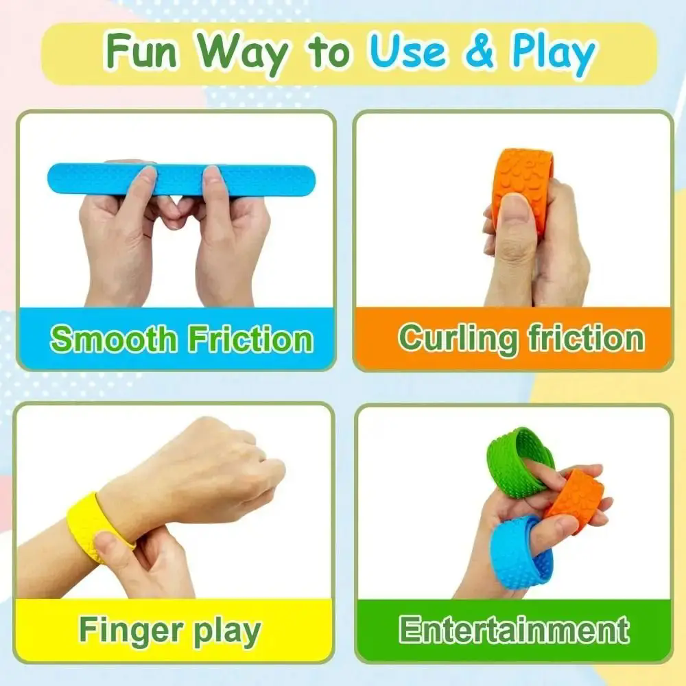 6PCS Fidget Toys Antistress Slap Bracelets Toys Slap Silicone Patting Circle Sensory Classic Toy Decoration For Childrens Autism