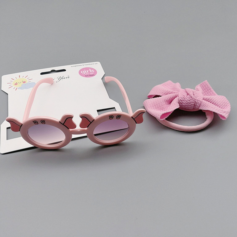 2Pcs/Pack Vintage Kids Summer Bows Headband Round Sunglasses Children Sun Glasses Protection Glasses Baby Hair Accessories