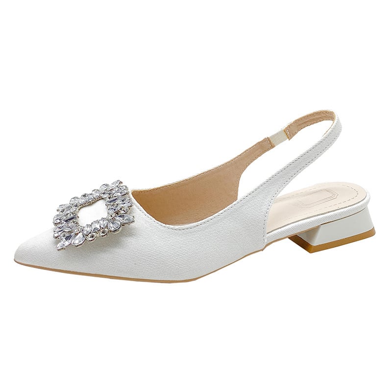 Rhinestone Plus Size Sandals Women Glitter Party Dress Pointed Single Shoes