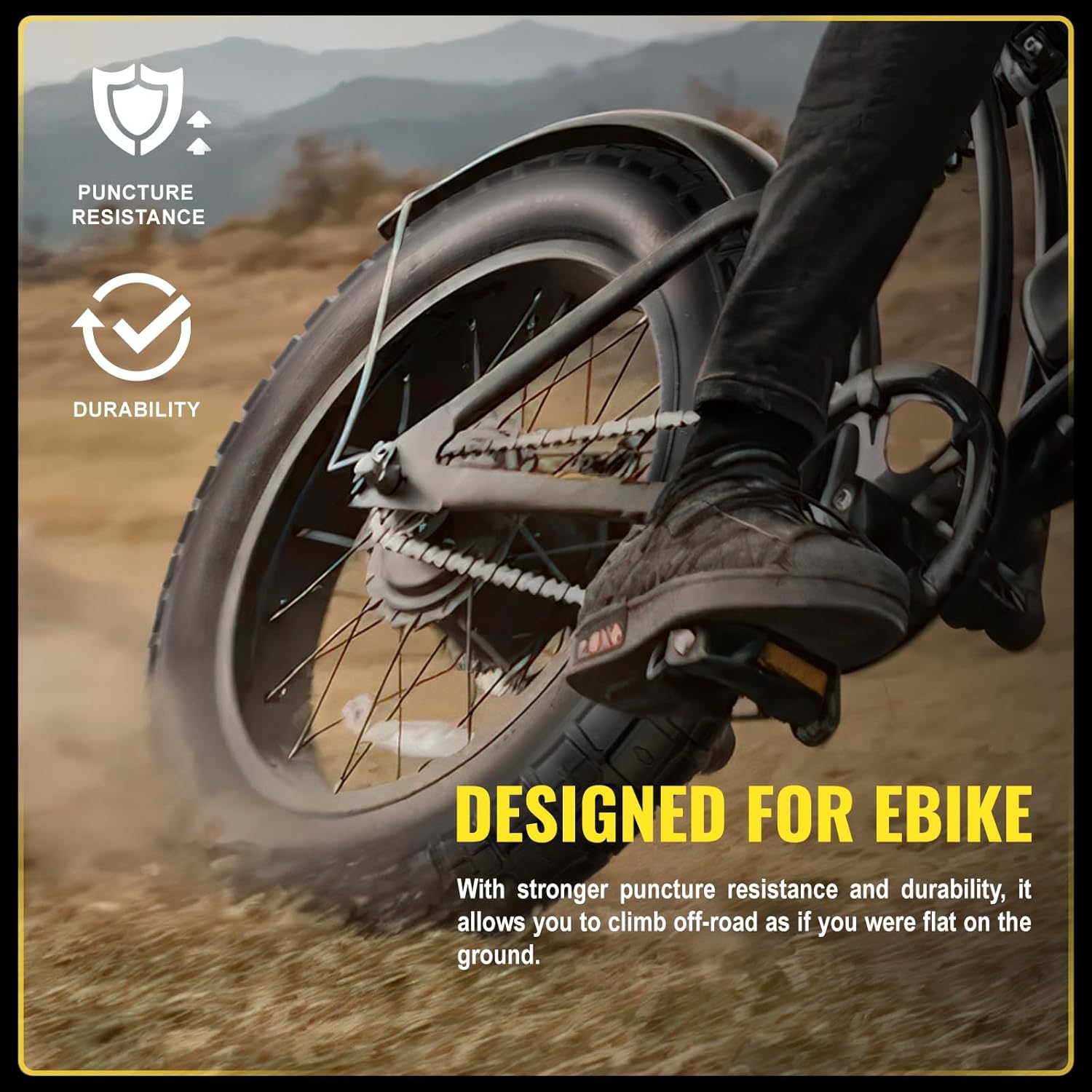 E-Bike Fat Tire: 20x4.0 Inch Puncture Protection Folding Replacement - All Terrain Electric Bike & Mountain Snow Tire for Street/Trail Riding