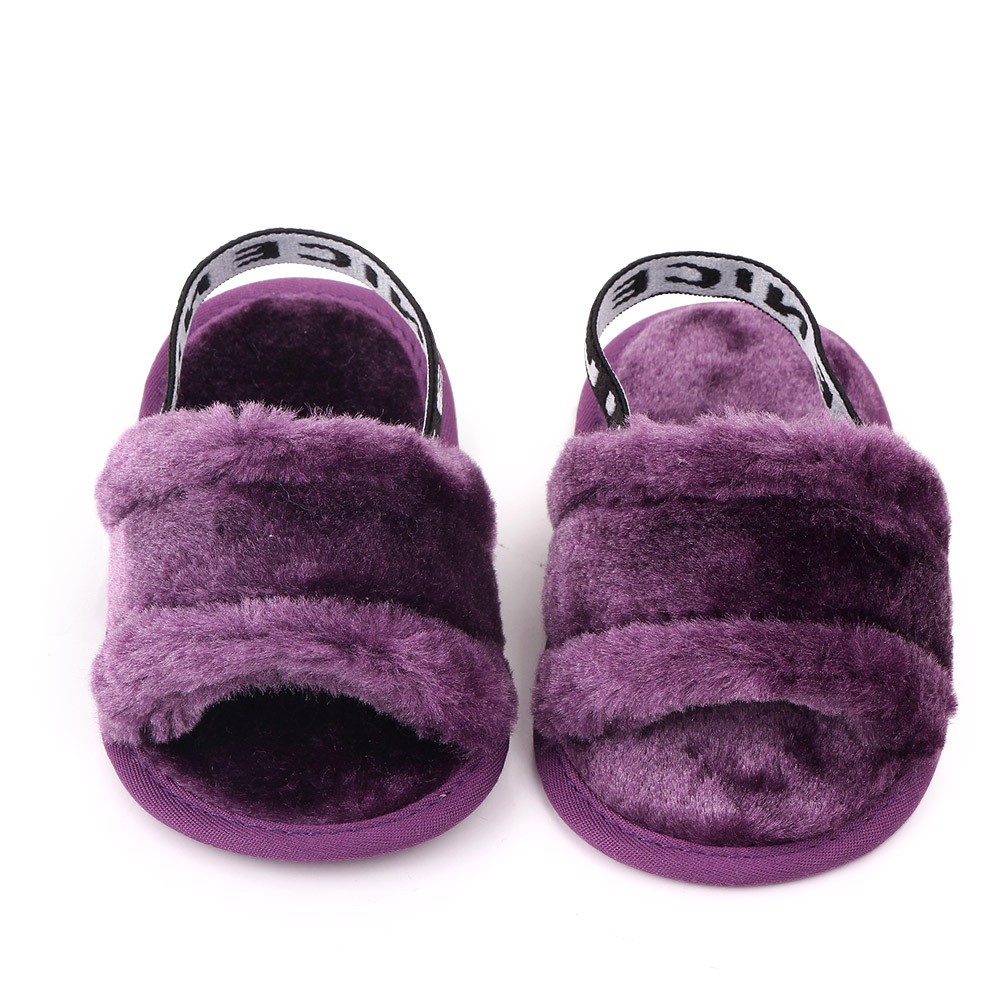 Hairy sandals, baby toddler shoes, soft bottom, breathable, cute low tube