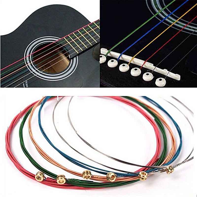 Set Acoustic Guitar Strings Rainbow Colorful Guitar Strings E-A For Acoustic Folk Guitar Classic Guitar Multi Color