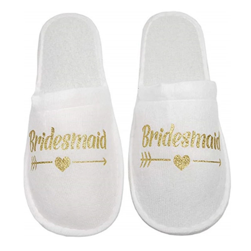 1 Pair Of Bridal Disposable Soft Slippers Wedding Decoration Team Groom Bachelorette Party Team Bridesmaid Hen Night Slippers