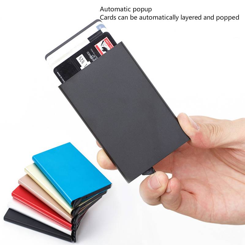 Premium Brushed Aluminum Credit Card Wallet – Magnetic-Shielded, Self-Opening Design with Minimalist Elegance