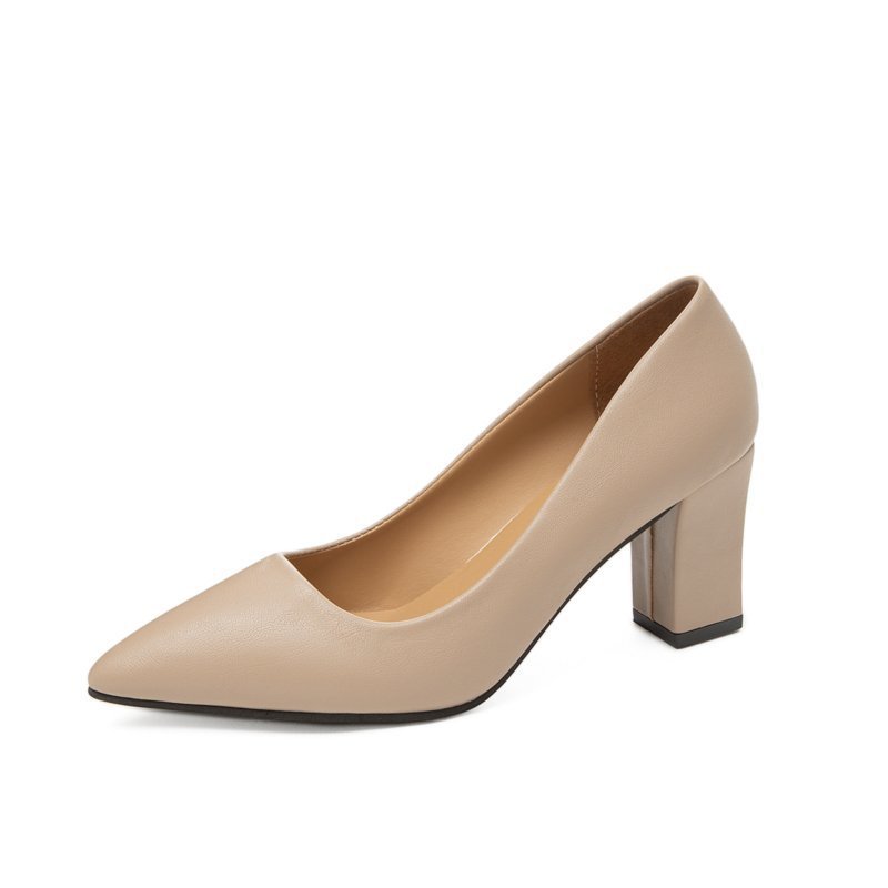 Women's White Block Heels Elegant Point Toe Slip On Pumps Women's Fashion Solid Color Dress Heels