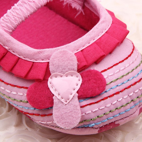 0-12M Sweet Newborn Baby Girls Flower Ruffled Shoes Toddler Soft Bottom Kids Crib First Walkers