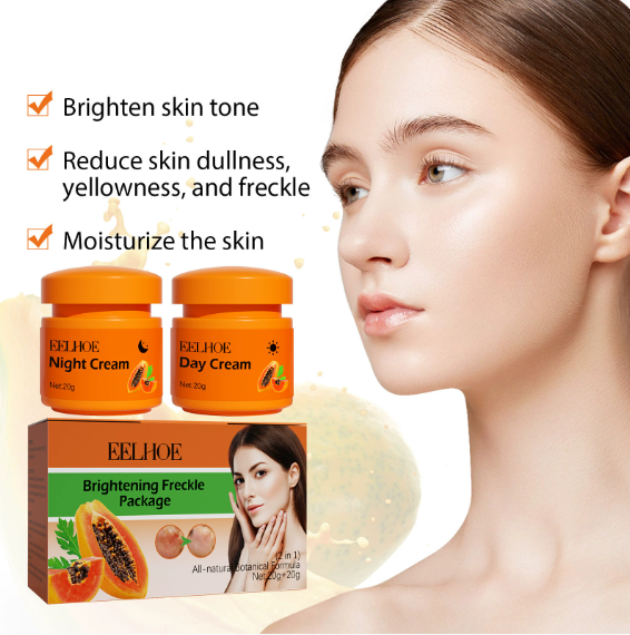 2pcs Whitening Freckle Cream Anti Pigment Dark Spot Corrector Lighten Skin Brightening Papaya Cream Day and Night Cream