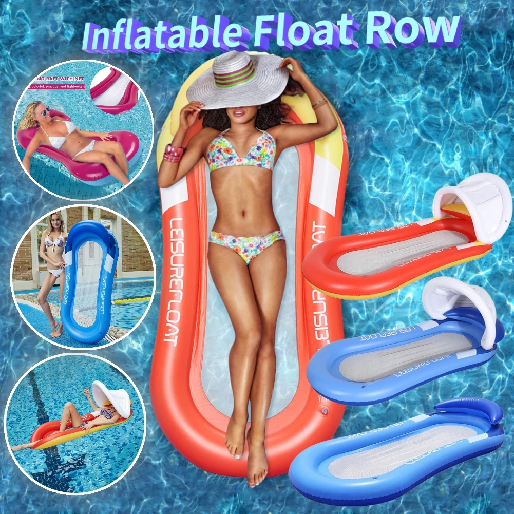 Summer Inflatable Floating Row PVC Water Hammock Swimming Pool Air Mattress Bed Beach Pool Float Lounger Chair Water Sports