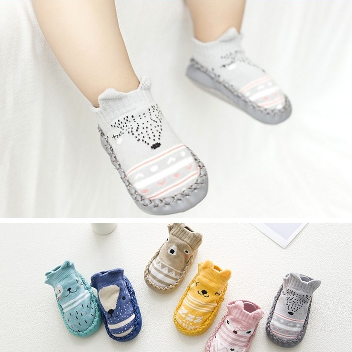 Children Infant Cartoon Socks Baby Gift Kids Indoor Floor Socks Leather Sole Non-Slip Thick Towel Socks