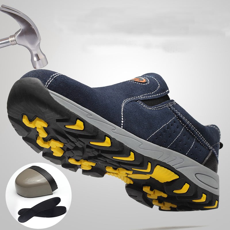 Steel Toe Safety Work Shoes Fashion Summer Breathable Slip On Casual Boots Mens Labor Insurance Puncture Proof Shoe