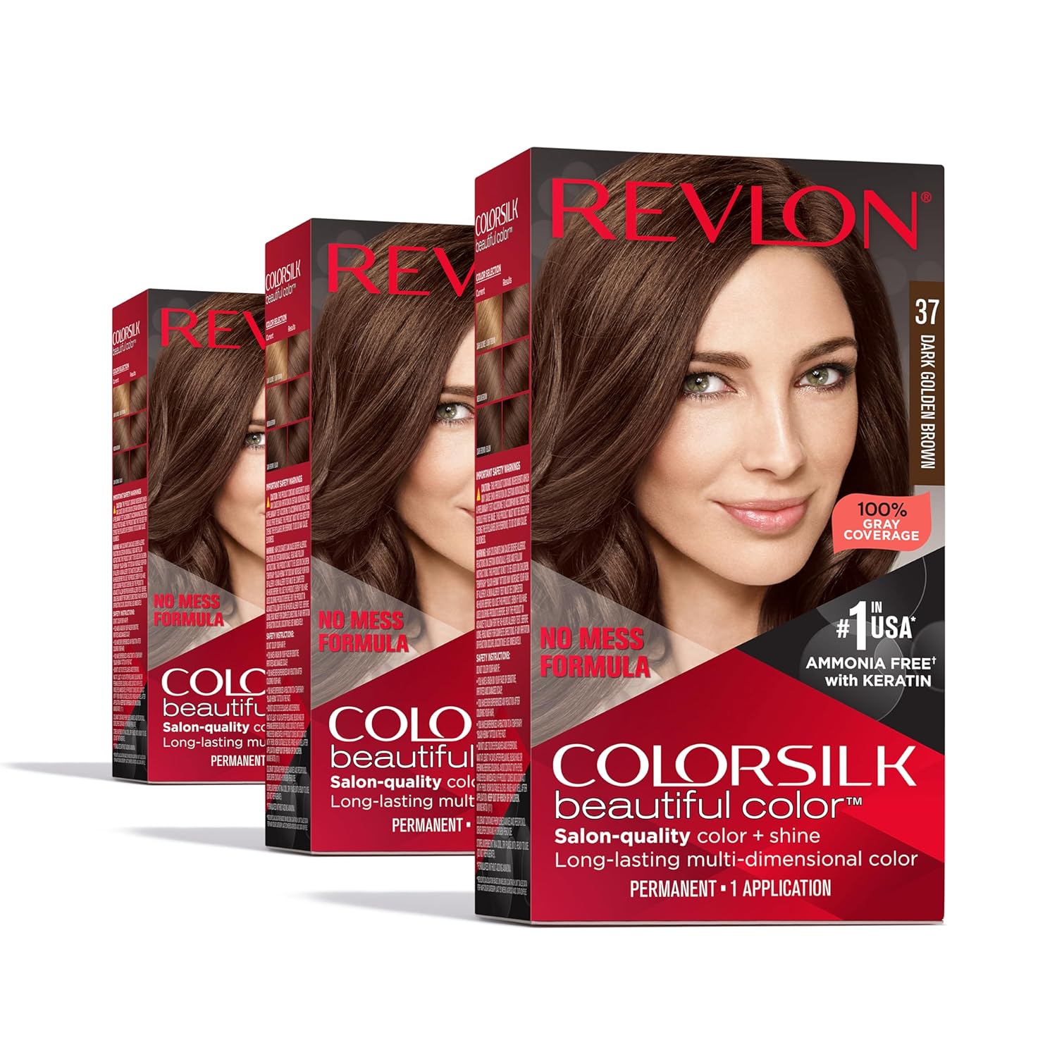 Revlon Colorsilk Beautiful Color Permanent Hair Color, (OLD VERSION) 30 Dark Brown (Pack of 3)