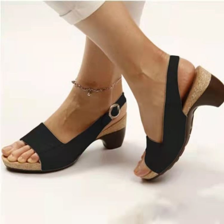 2023 Summer Women Sandals Open Toe Floral Shoes Solid Color Wedges Beach Hook Loop Casual Femme Flower Plus Size Sandalias Mujer
