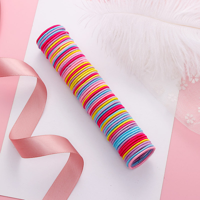 100PCS/ New Girls Cute Colorful Basic Elastic Hair Bands Tie Gum Scrunchie Ring Rubber Fashion Hair Accessories