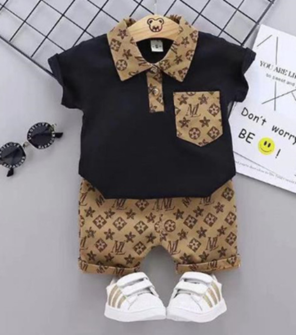Baby boy clothing suit kids casual cotton top black shorts boys short-sleeved golf sports suit