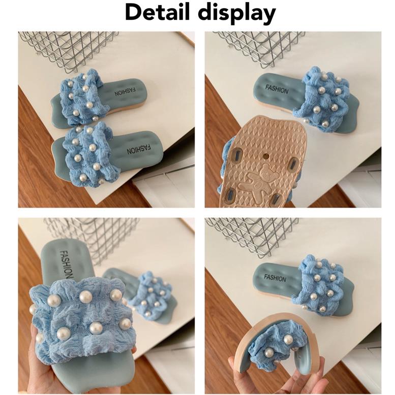 Children's slippers soft bottom non-slip outer wear with skirt all-match casual pearl girls sandals