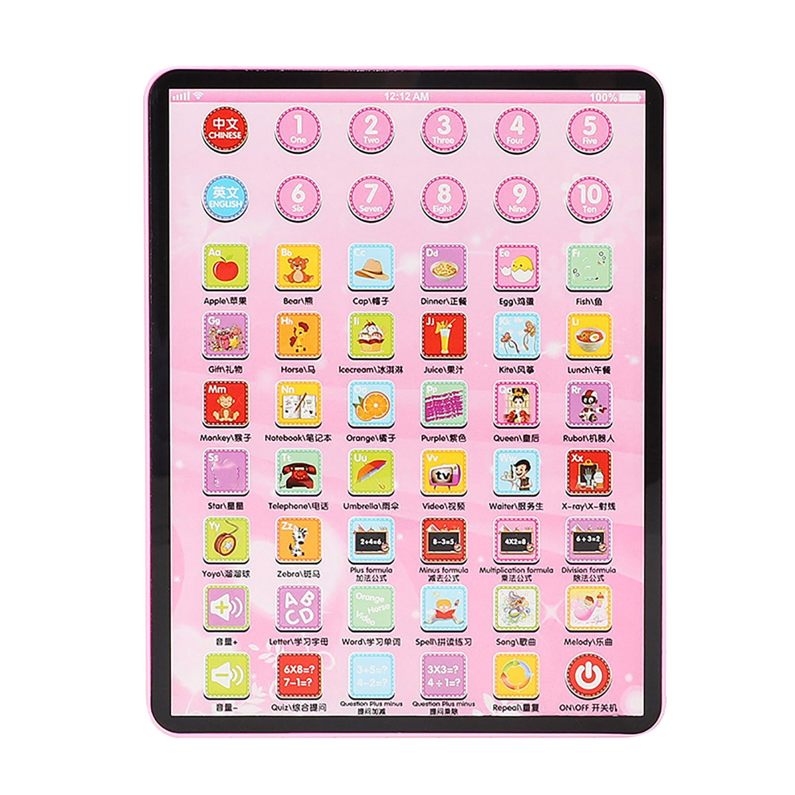 Chinese English Electronic Learning Tablet Funny Interactive Learning Study Toy