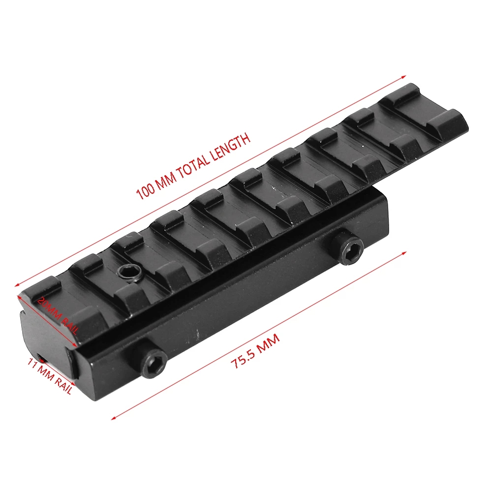 Low Profile Dovetail Rail Adapter Extends 11mm to 20mm Rail Kit Base Slot