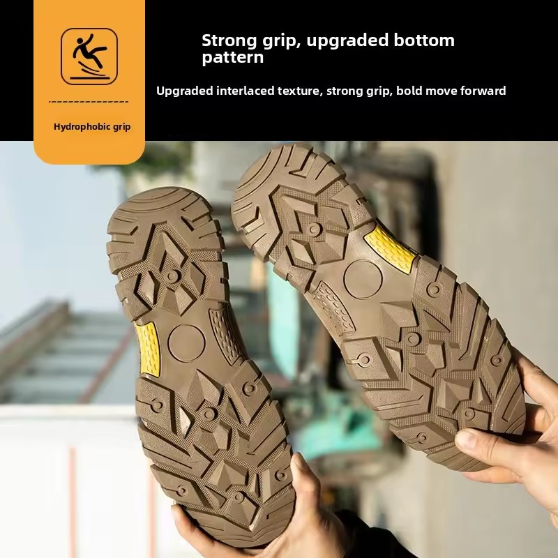 Mens fashion steel toe caps work safety boots cow suede leather welding shoes worker security ankle botas safe footwear protect
