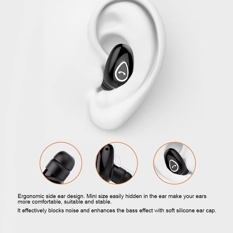 Mini Invisible Earphones Bluetooth 5.0 Wireless Headphones Hands Free Sports In-Ear Earbuds HiFi Music Gaming Headset with Mic