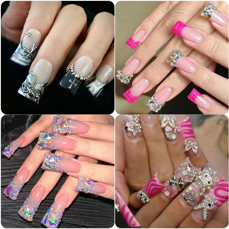500 PCS Duckbill Shape Acrylic False Nail Tips Wide French Half Cover Gel Extension Fake Nails Special Shaped Nails Art Manicure