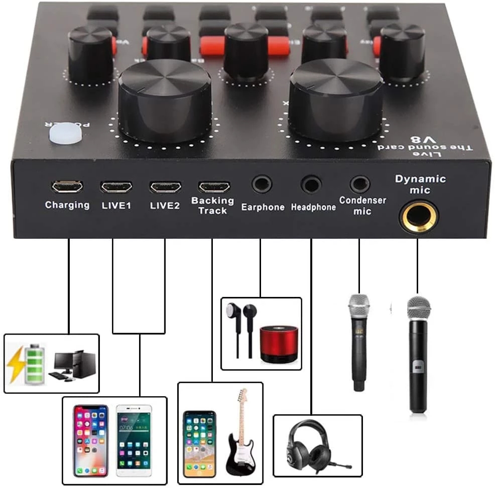 BM800 condenser microphone microphone + V8 sound card anchor computer recording support large diaphragm live set