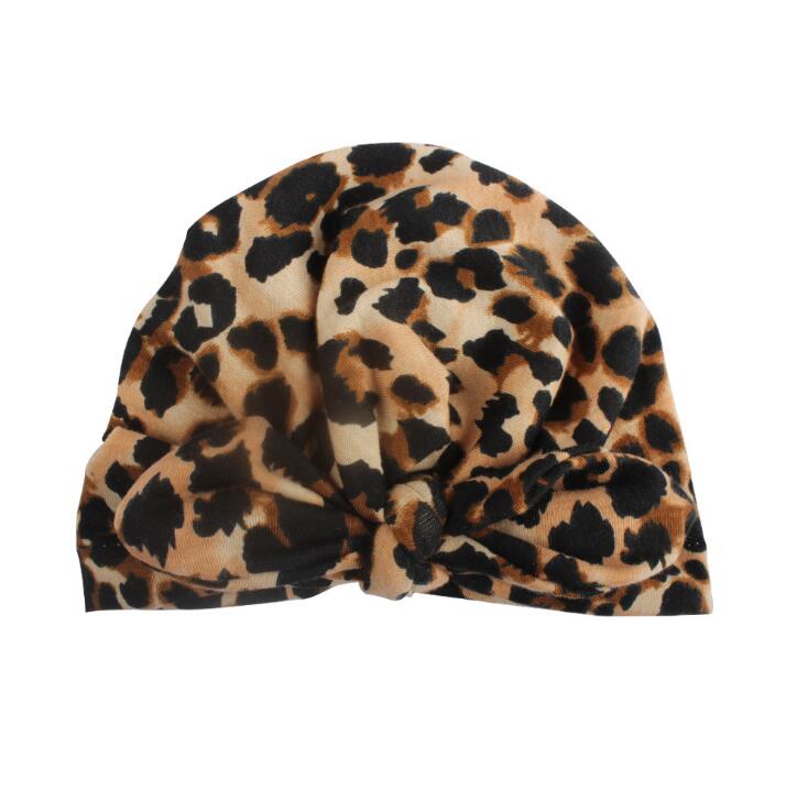 Infants and babies elastic loose rabbit ear caps leopard print children's head hood