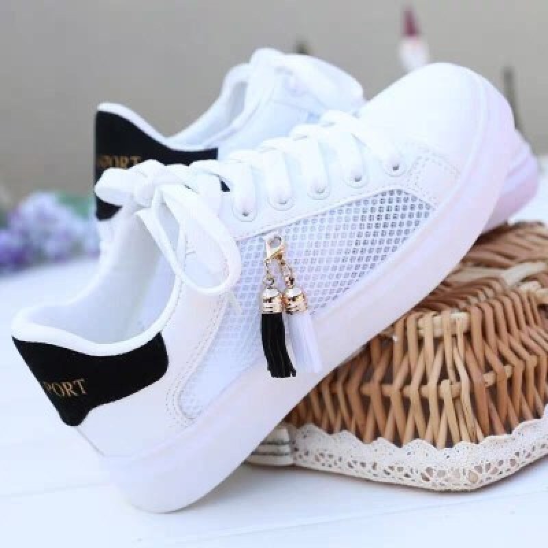 Mesh white shoes women summer breathable hollow shoes students all-match casual shoes sports shoes flat shoes