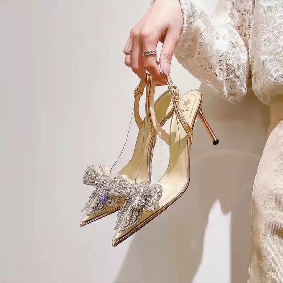 Brand Women Pumps Luxury Crystal Slingback High Heels Ladies Summer Shoes Pumps Woman Heeled Party Wedding Shoes
