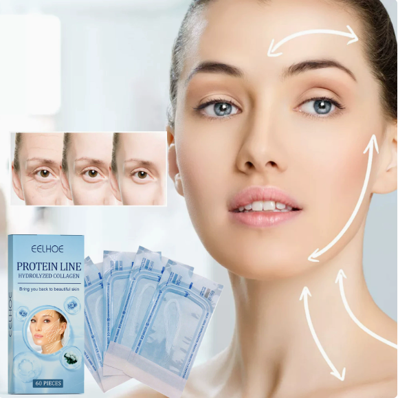 60pcs Gold Protein Line Anti-Wrinkle Firming Facial Filler No Needle Absorbable Fade Fine Lines Collagen Thread Anti-Aging Serum