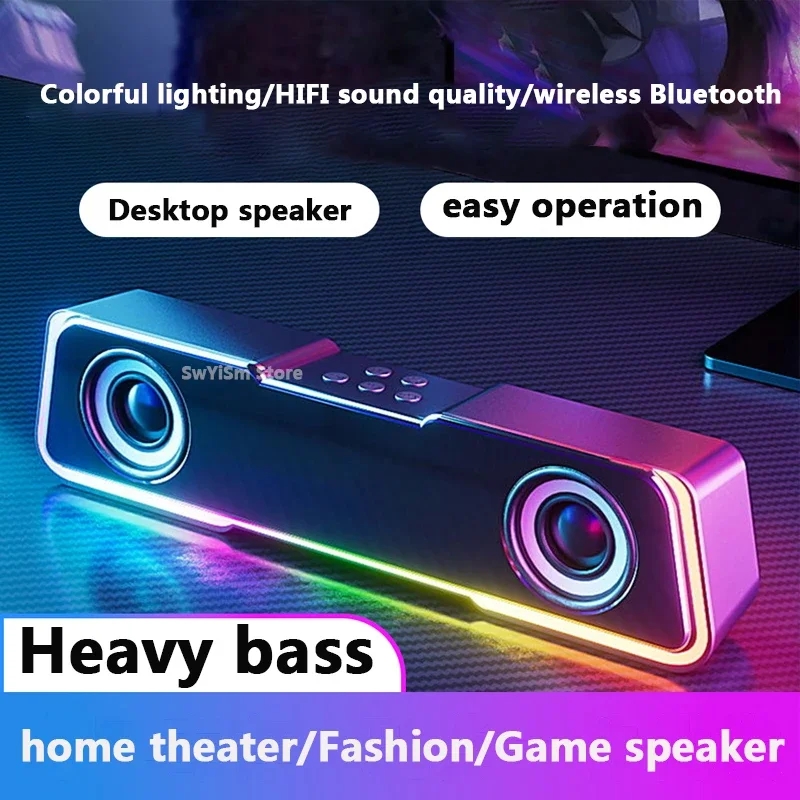 Fashion Colorful Lighting Desktop Computer Game Bluetooth Speaker For TV For Computer Caixa De Som Heavy Bass Home Theater Audio