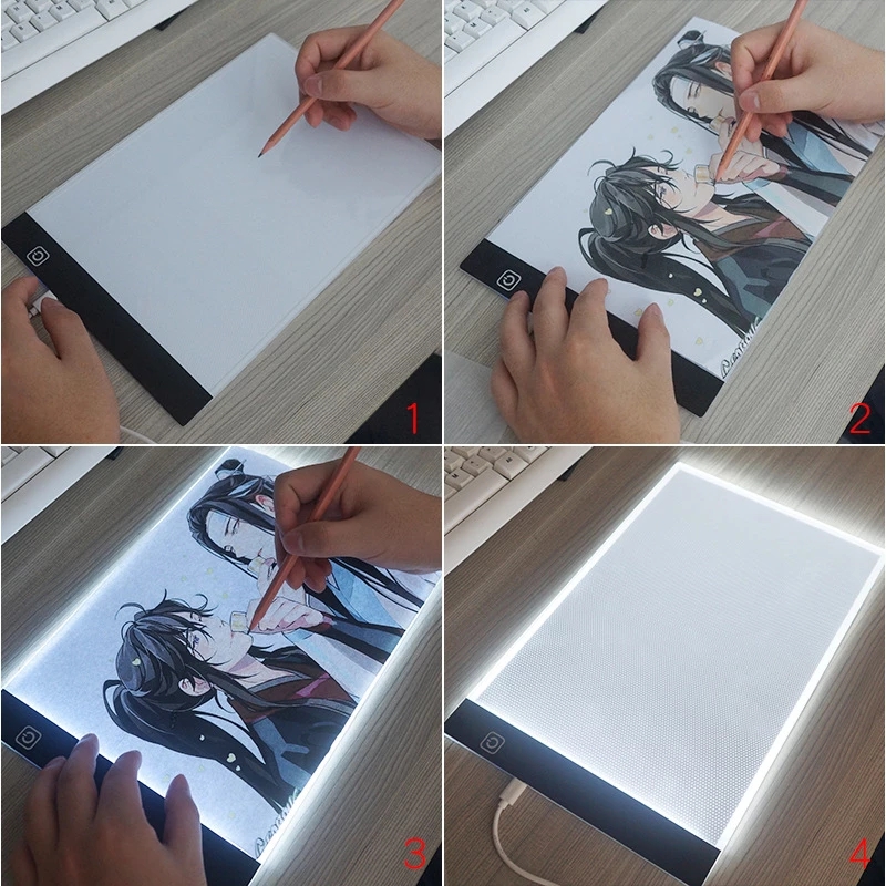 Creative Toy A4 Size 3 Level Dimmable Copy Board Kids Tablet Sketching Practice Drawing Board LED Light Pad for Diamond Painting