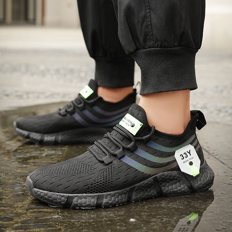 Men Casual Sport Shoes Breathable Lightweight Sneakers Outdoor Mesh Black Running Shoes Athletic Jogging Walking Shoes