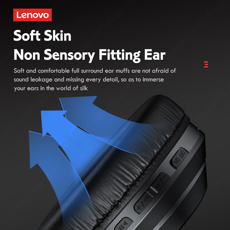 Lenovo thinkplus TH10 Stereo Headphone Bluetooth Earphones Music Headset with Mic for Mobile XiaoMi iPhone Sumsamg Android IOS