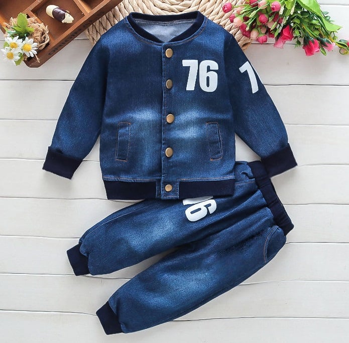 baby Boys Clothing Sets spring autumn Toddler Sport Suit Kids Clothing Set children Clothes Denim Jeans Coat+Pants 80 90 100 110