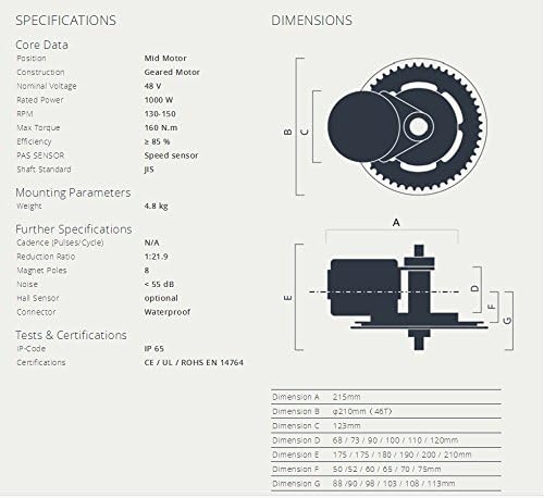 BBSHD BBS03 48V 1000W Bafang Middle Drive Ebike Assembly BB Width: 100mm Electric Bike