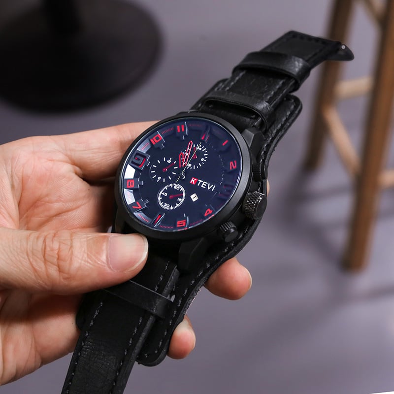 Large dial men's watch quartz watch calendar movement