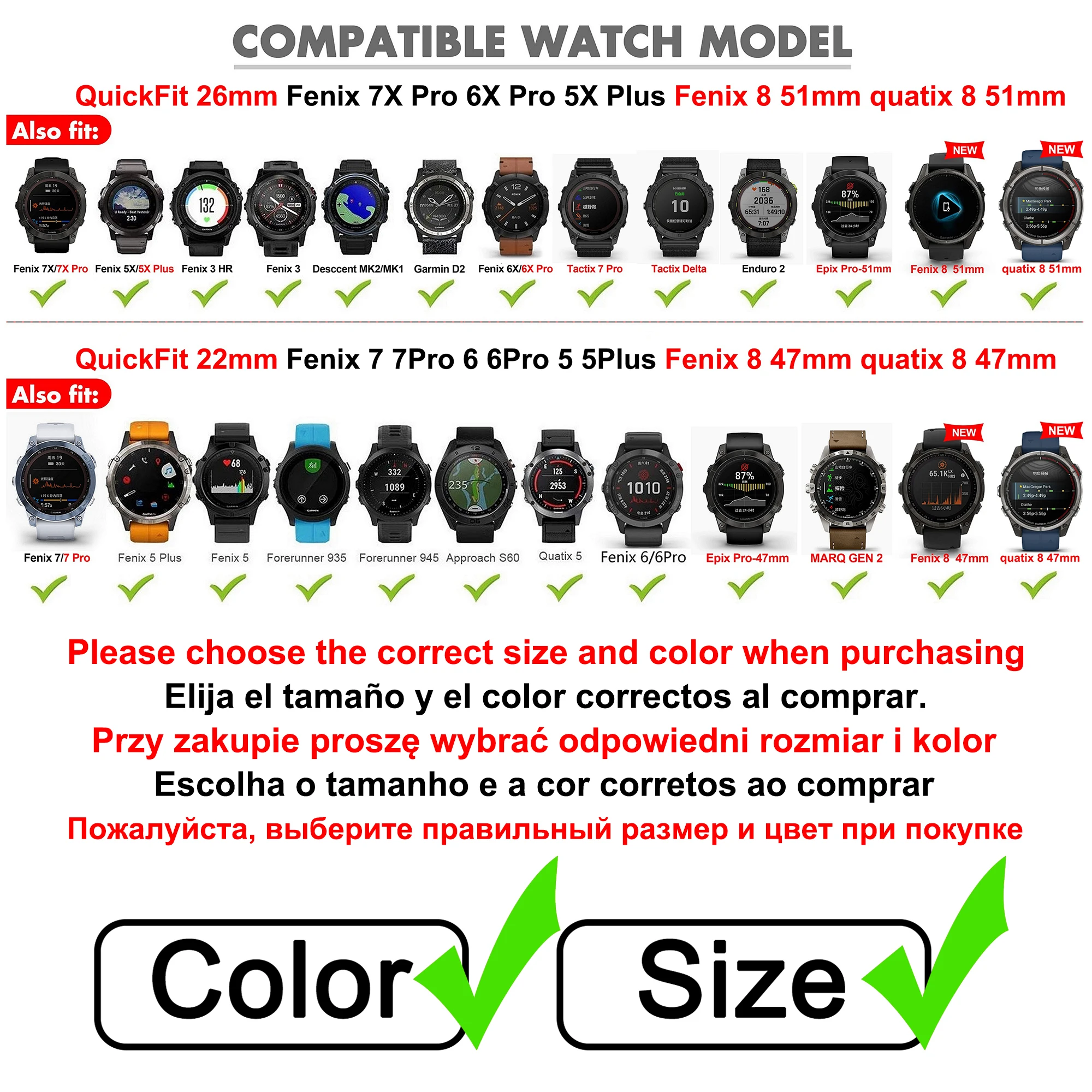 QuickFit 22 26mm Silicone Leather Strap For Garmin Fenix 6X Pro 6 7 7X 5 5X Plus Fenix 8 Epix Pro quatix8 Tactix8 47 51mm Correa