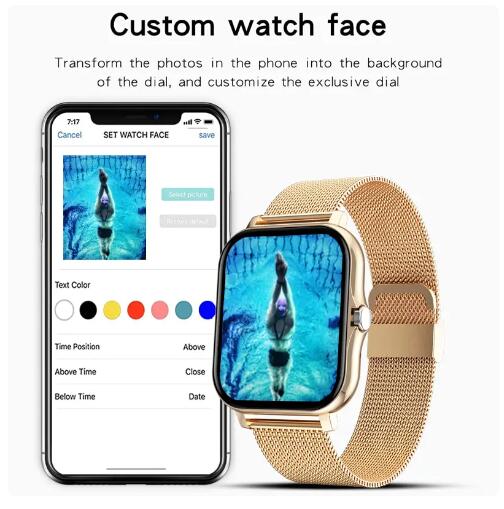 For Android OS IOS Phone Color Screen Full Touch Custom Dial Smart Watch Women Bluetooth Call SmartWatch Men