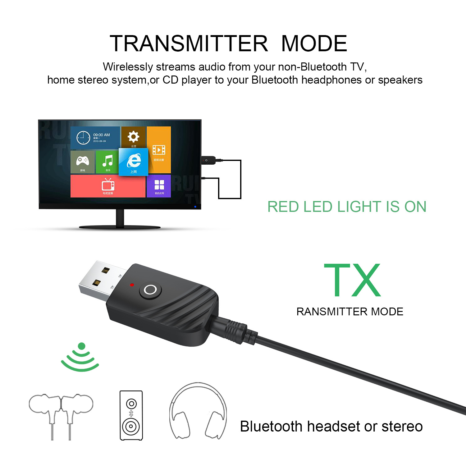 USB Bluetooth 5.0 Transmitter Receiver 3 In 1 Adapter 3.5mm AUX Plug And Play For TV PC Headphones Home Stereo Car HIFI Audio