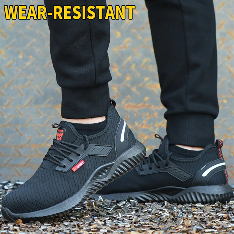 Tinggu Flying Weave Labor Protection Shoes Men's Standard Steel Baotou Anti-smashing and Anti-piercing Safety Shoes